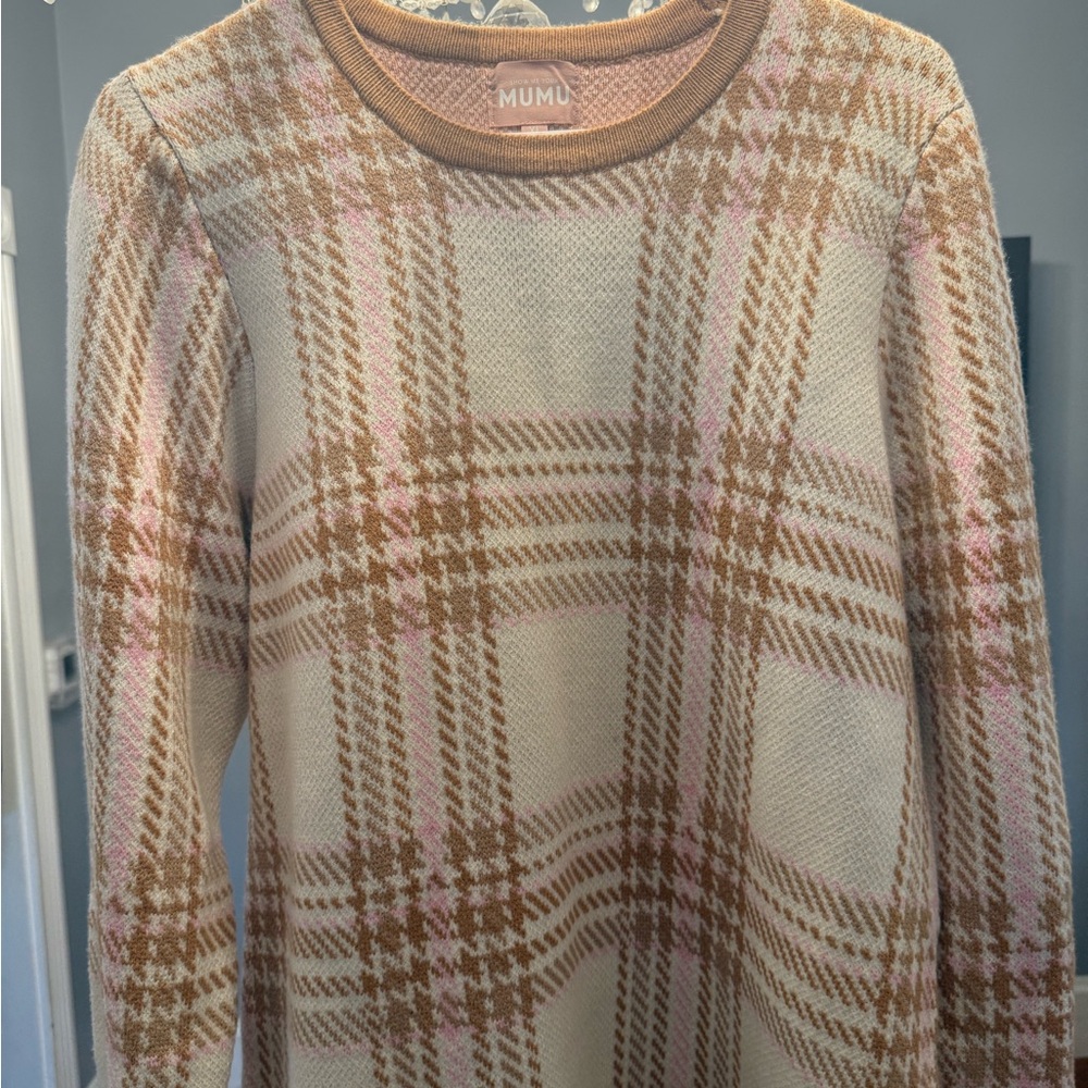 Show Me Your MuMu Plaid Sweater - Pink and Tan
